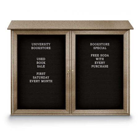 United Visual Products Indoor Enclosed Combo Board, 48"x36", Satin Frame/Blk Porc & Medium Grey UVCB4836-BLKPORC-MEDGRY